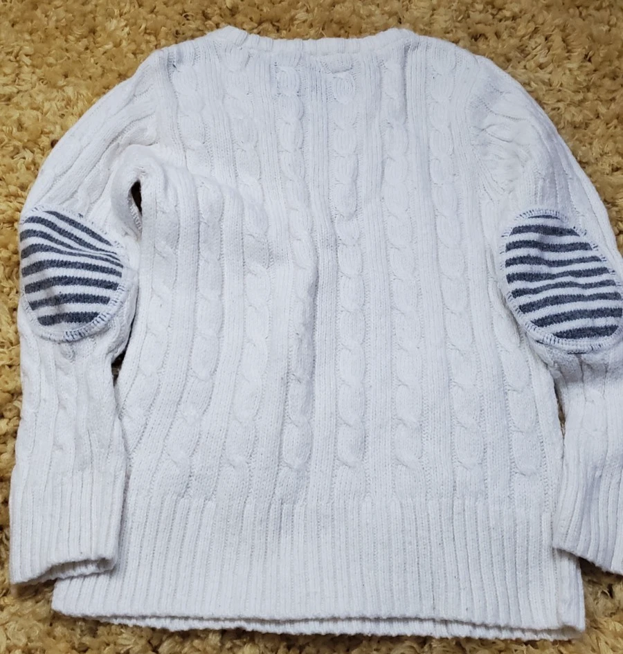 Suéter tejido con cable para niña talla 4 parche codos botones hombros  Foto 2 de 4