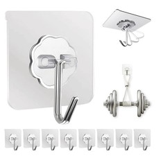 Adhesive Wall Hooks for Hanging Heavy Duty 50 lbs Large Hooks for Walls No Da...