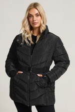 Yours Curve Women's Plus Size Belted Puffer Coat