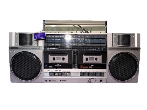 Hitachi TRK-W55W Vintage Cassette Radio EQ Boombox Works