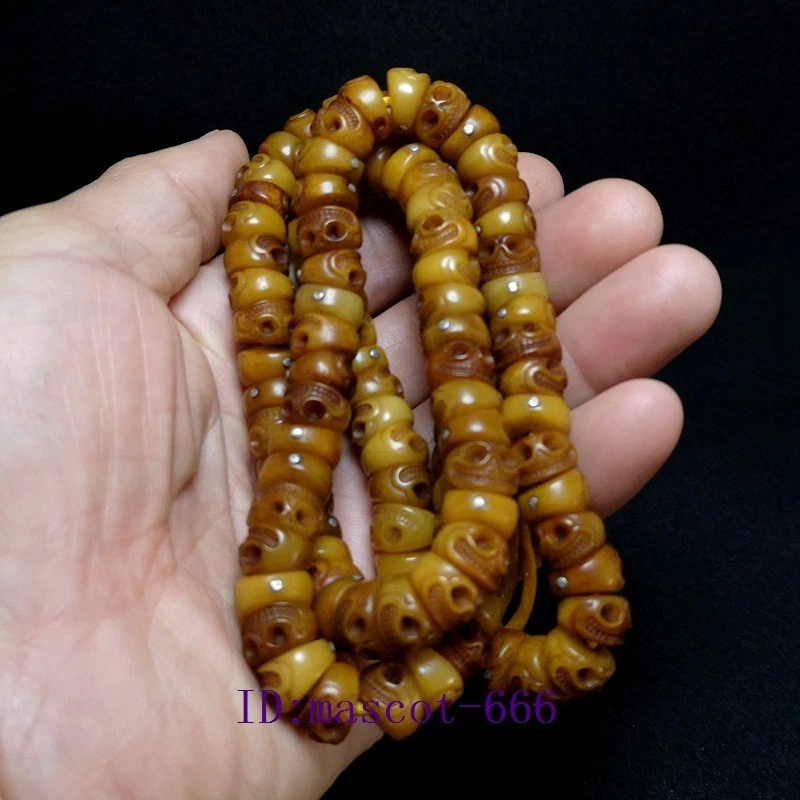 Коллекция кулонов нэцкэ с черепом ручной работы из старого китайского Тибета Q 12 мм 108 шт. - Изображение 2 из 4