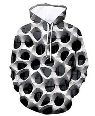 3D Optical Illusion Hoodie   Black & White Geometric Print - 3D All Over Print