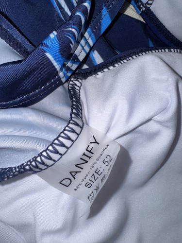 Danify Women’s Size 18 / 52 Plus One Piece Swimsuit Swim Dress Shorts Skirt Blue - Picture 5 of 7