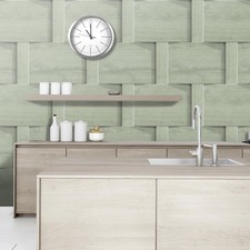 Wood Panel Wallpaper Harrow Weave Smooth Sage Green 3106 World of Wallpaper
