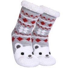 Kids Fuzzy Slipper Socks Boys Girls Soft Cozy Fluffy Grips Socks Winter Warm ...