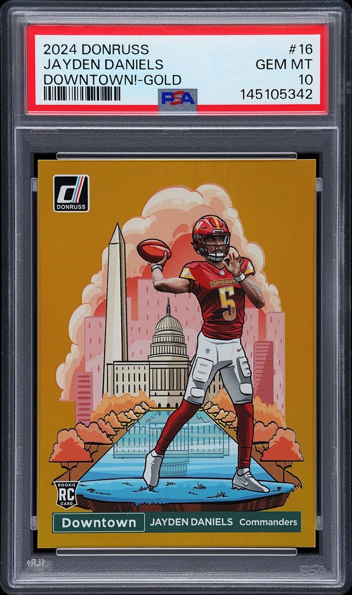 2024 PANINI DONRUSS DOWNTOWN! GOLD #16 JAYDEN DANIELS 9/10 PSA 10