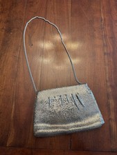 Vintage Whiting & Davis Silver Tone Mesh Evening Purse Rhinestone