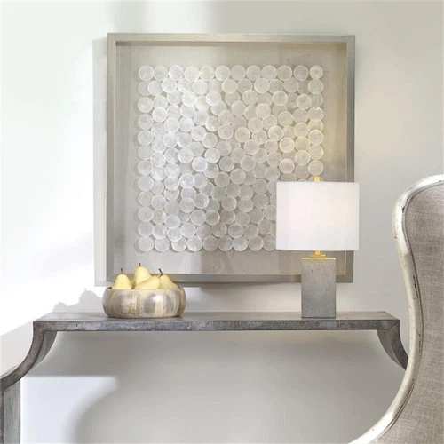 Bowery Hill Capiz Shell Wood and glass Shadow Box in Brushed Silver - Picture 4 of 4