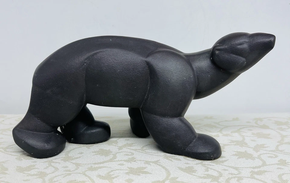 BEAR BÄR OURS POLAIRE LEMANCEAU SCULPTURE STATUE OBJETS ANIMAL CRAQUELE ART DECO - Photo 1/4