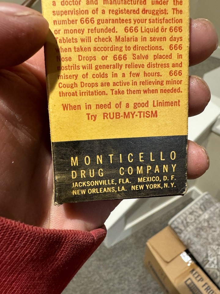 666 Cough Drops Monticello Drug Co FL LA NY Sealed Medicine Box ...