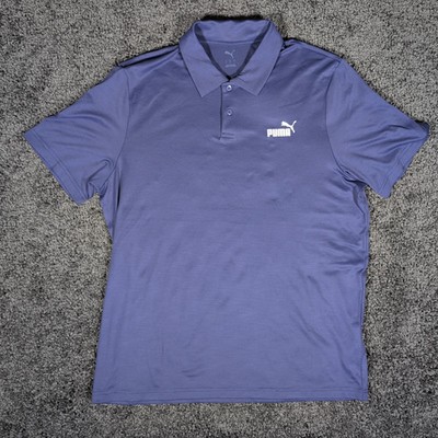 Puma Essentials All In Polo Shirt Men's L Blue Cat Wordmark Logo