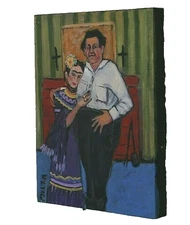 Original Folk Art "Diego & Frida At Home" Canvis Art by Melba Quick!