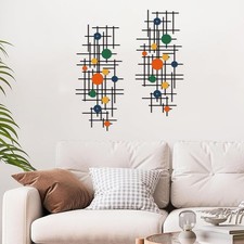 Set of 2 Minimalist Geometric Wall Decor - Modern Metal Wall Art for Living R...