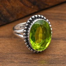 Peridot Gemstone Handmade 925 Sterling Silver Jewelry Ring For Wedding Gift