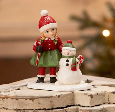 Bethany Lowe Designs Retro Susie with Snowman 6'' Christmas Figurine TD4177