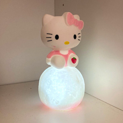 Hello Kitty Nachtlicht LED batteriebetrieben warmweiß rosa/weiß freistehend