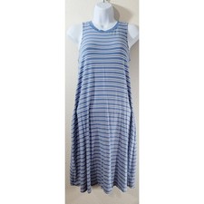 Time & Tru Blue White Striped A Line T Shirt Mini Dress Small Lightweight Soft