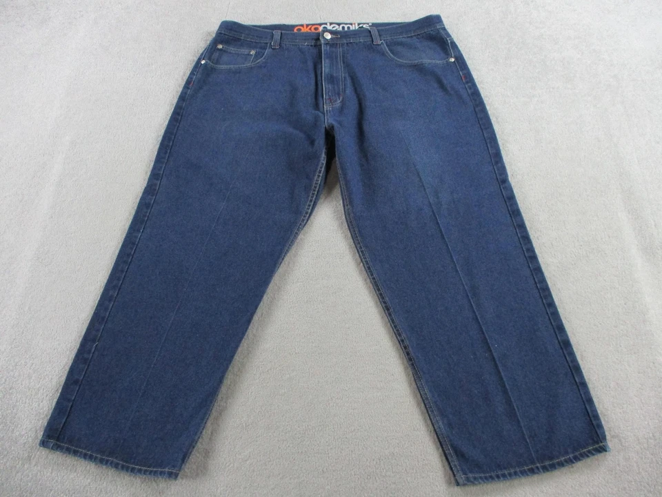 Akademiks Jeans Mens 48x29 Blue Denim Relaxed Fit Baggy Loose Streetwear - Image 3 of 4