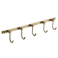 Antique Brass Towel Hook Brushed Wall Rail 5 Hooks Coat Hanger Robe Rack Decor