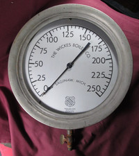 Vintage Large 12 Diameter Pressure Gauge The Wickes Boiler Co. Saginaw Mi.
