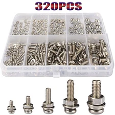320PCS Stainless Steel Screws and Nuts Bolts Assortment Kit M2 M2.5 M3 M4 M5