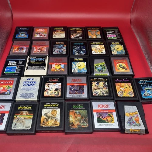 Lot Of 31 Atari Vintage Games: PAC-man, Space Jockey, Night Driver, Etc