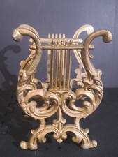 Vintage Victorian Sheet Music Magazine Holder Stand Harp Lyre Shape Cast Brass