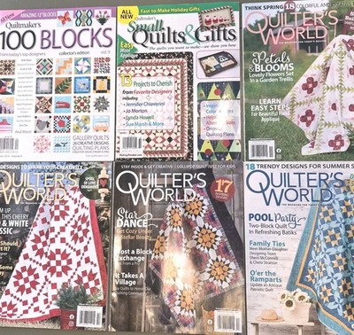 LOT OF 6 Quilt World/Quilting Magaines Patterns Full Color Photos Directions EUC