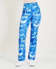 House of Sunny Fantasia Flare Pant Bubble Print Size 2 Womens FUN y2k