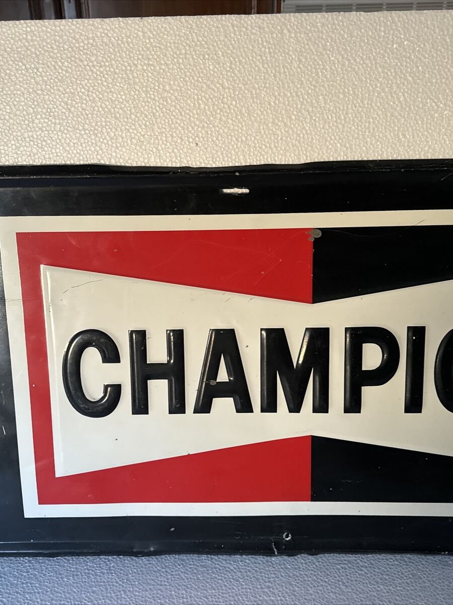 Vintage Champion Spark Plugs Metal Sign 17” X 36 Rare Hard Vintage Champion Spark Plugs Metal Sign 17” X 36 Rare Hard