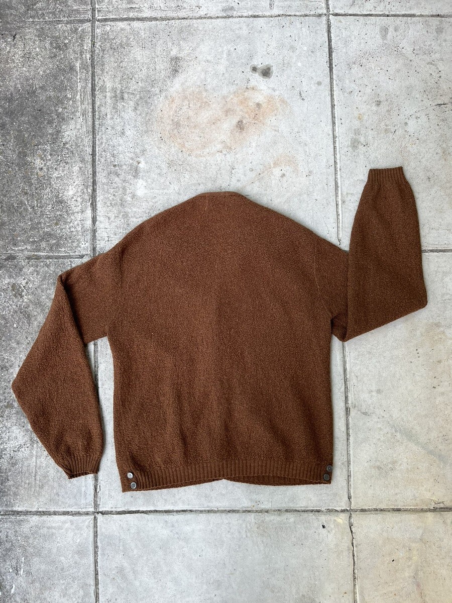 USA製 50s~60s Vintage Alpaca Cardigan Alpaca Striped Golf Cardigan with Pockets ~ Vintage 1950-60's