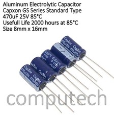 5 pezzi 470uF 25V 85°C Condensatore  Elettrolitico CAPXON GS Serie 8mm x 16mm