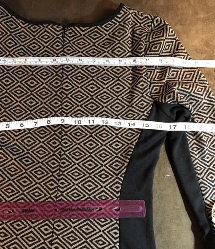 Ya Los Angeles L Dress Bodycon Brown Black Diamond Style YL 12942 Long Sleeve - Picture 9 of 11