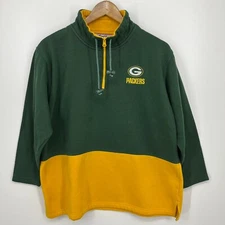 Moretz Sweatshirt Adult Size M Green Green Bay Packers Vtg 90s Pullover 1/4 Zip