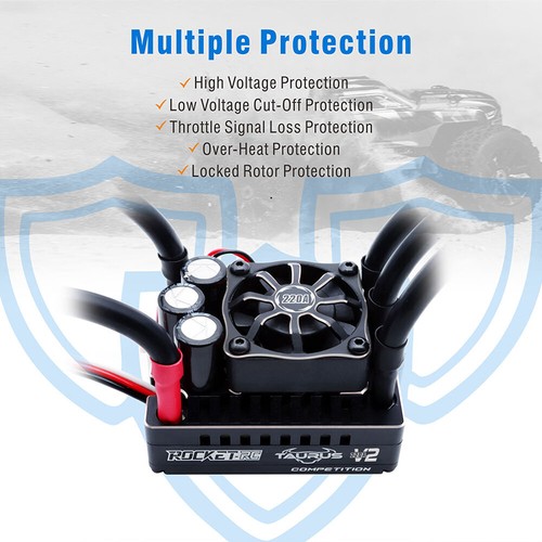 ROCKET-RC 220A Brushless ESC 2-4S 7.4V/6A BEC Heatsink for 1/8 RC Car Buggy - Picture 7 of 13