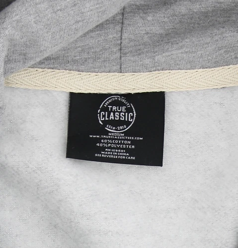 True Classic Men's Hoodie Sweatshirt French Terry Fleece, Lined Hood Cotton/Poly image 4