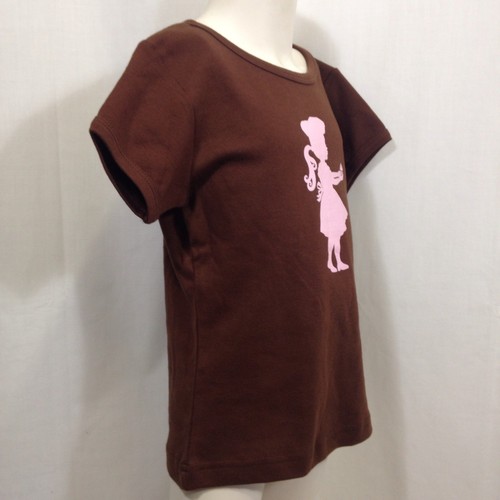 Cupcake Baker Kids T Shirt Brown Short Sleeves Pink Design Cotton Chef NEW 6/8 - Picture 3 of 9