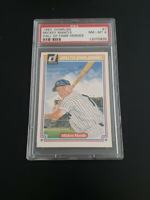 1983 Donruss Hall of Fame Heroes #7 - MICKEY MANTLE - PSA 8 NM-MT