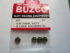 Buzco #61 Combination Nuts with Lock Washers, 4/40, pkg. 4 - VIntage 