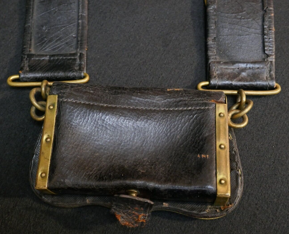 19th C Indian Wars US Militia Shoulder Belt & Cartridge Pouch 'Ridabock