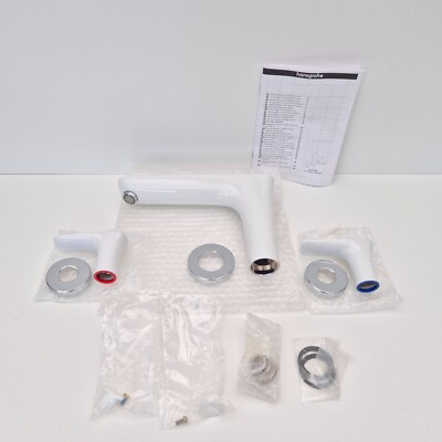 Hansgrohe PuraVida 3-Loch Wannenarmatur 15448400 weiß/chrom inkl. 13233180
