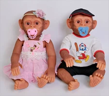 Monkey Twins Reborn Baby Dolls 22in Poseable Realistic Baby Doll Full Vinyl Body