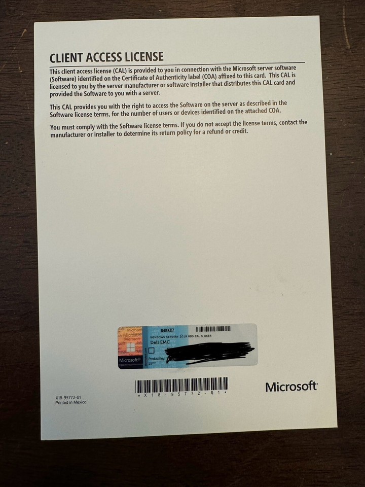 Microsoft Windows Server 2019 - RDS - 5 User Cal License - OEM | eBay