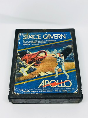 Space Cavern Apollo Atari 2600 1982 Blue Label Game Cart Tested Works Sold As Is