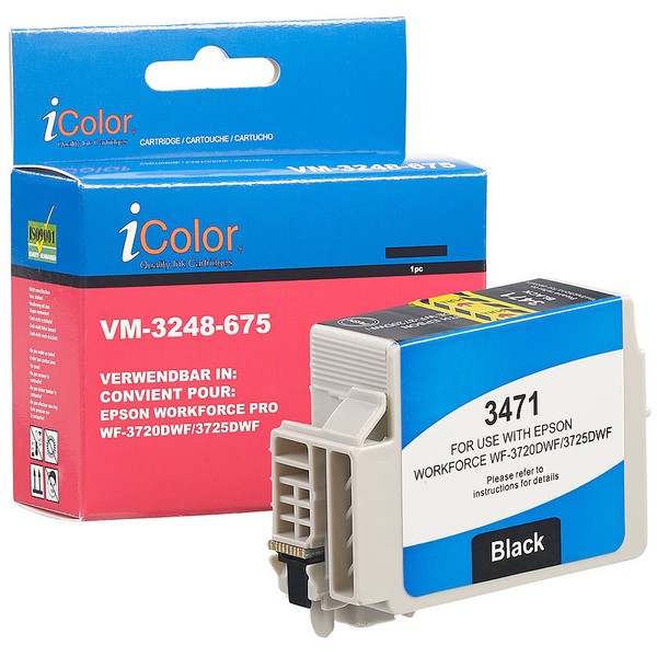 Icolor Tintenpatrone FüR Epson-Drucker (Ersetzt T3471 / 34XL), Schwarz, 22 Ml-image