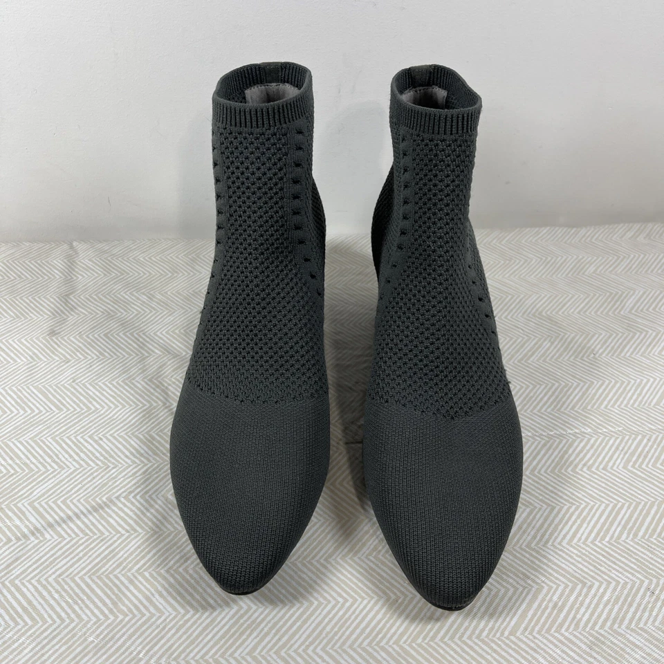 Eileen Fisher Womens 8.5 Sock Boot Gray Purl Stretch Knit Ankle Bootie Recycle - Image 3 of 4
