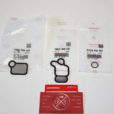 GENUINE OEM Honda VTEC Solenoid & Spool Valve Filter Gasket Screen Set ORing NEW
