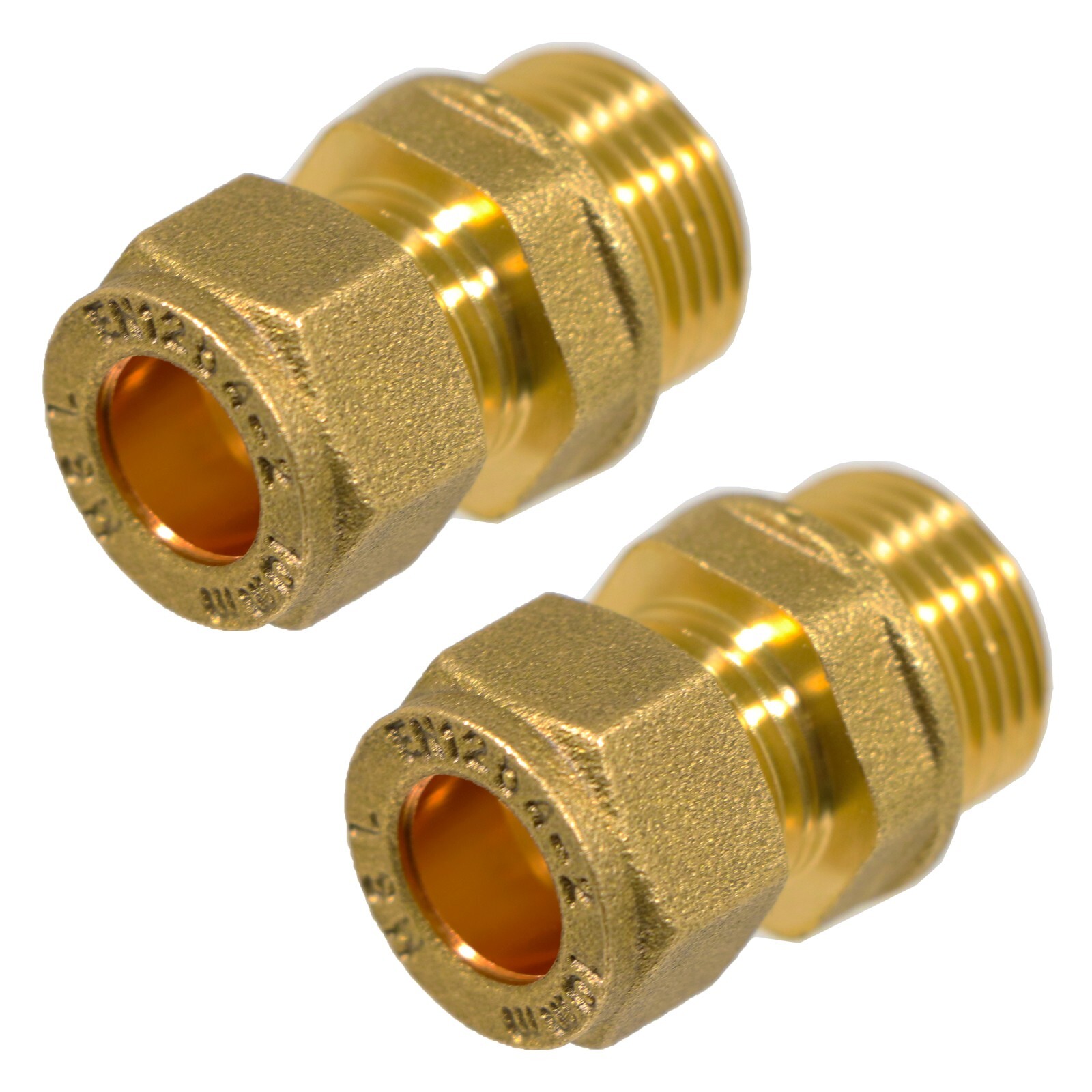 Compression Connector 10mm 3/8"" BSP Male Straight Brass Pipe Coupler Adaptor x 2