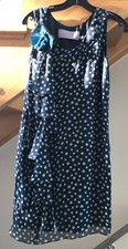 Vera Wang Lavender Label Polka Dot Silk Dress ~ Sz 2/36 ~ Blue ~ EUC