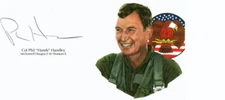 Phil Handley Hand Signed Cut Signature GOE Litho Vietnam F-4E Phantom II Pilot